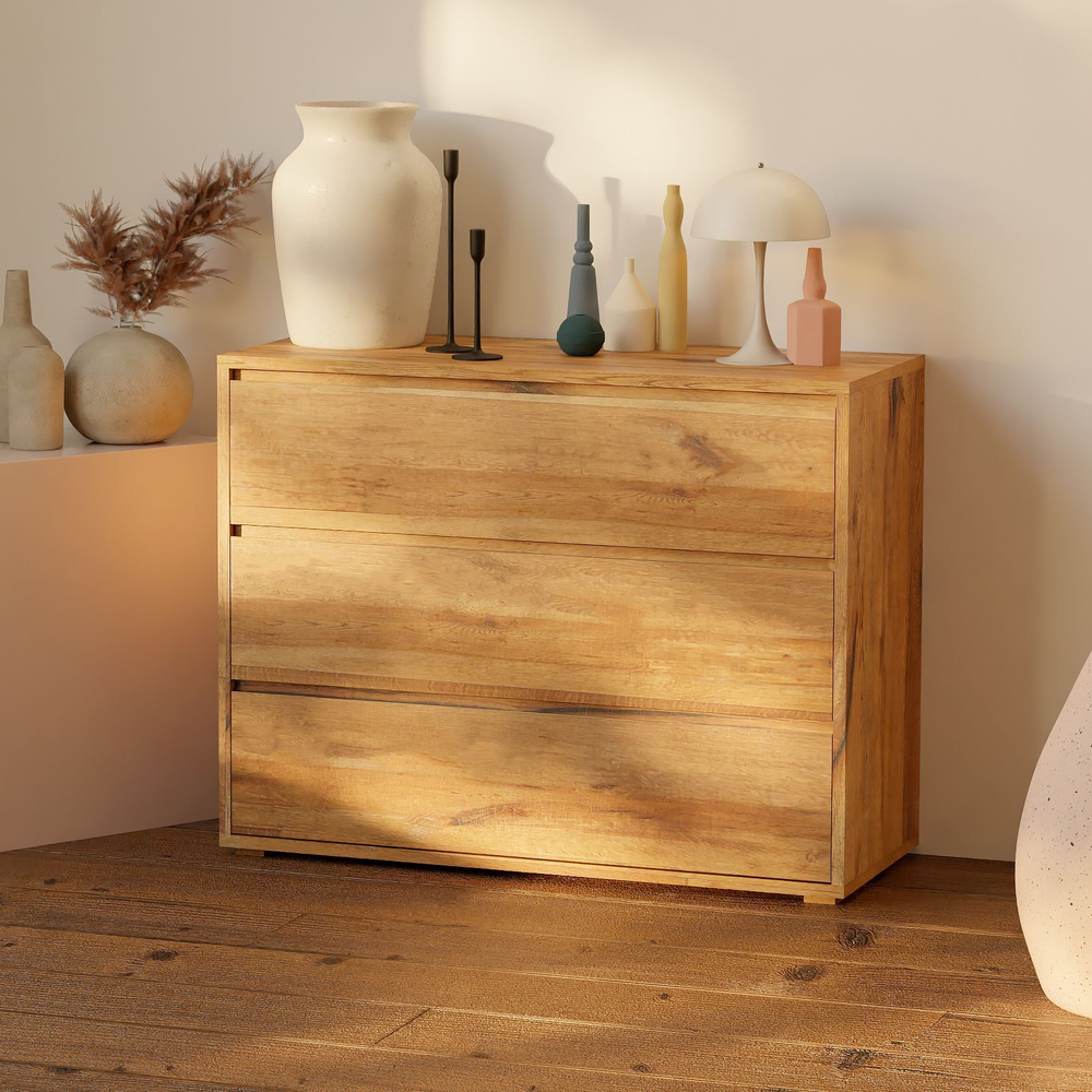 Комод деревянный Дольче Вита с 3 глубокими ящиками, из массива дикого дуба