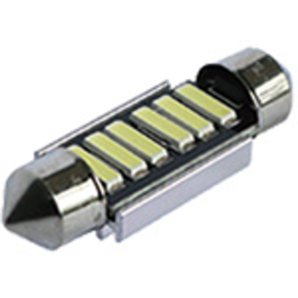Светодиод 12V T11x39  6SMD 7020 WHITE CAN 2.1W (салон) с радиатором на Черном фоне #Y0006-39