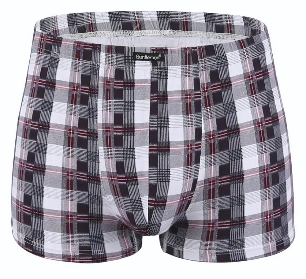 Мужские трусы-боксеры в клеточку (Размер: M) (Цвет: серый)