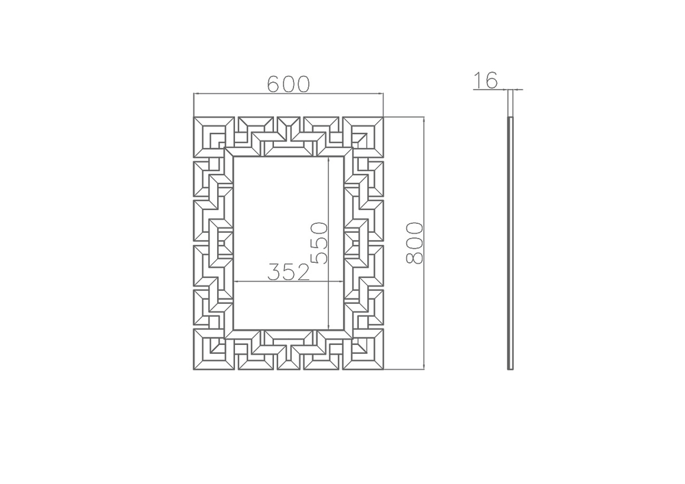 Зеркало прямоугольное 80x60см Garda Decor Меандры стиль ар-деко