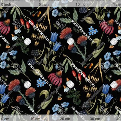 Полевые цветы на черном фоне by g.sm.art 370 DPI