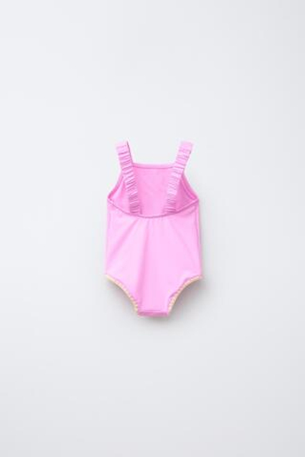 ZARA КУПАЛЬНИК С ВЯЗАНОЙ ВИШНЕЙ, РОЗОВЫЙ
