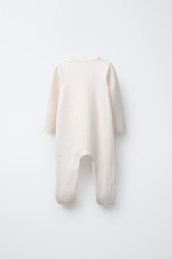 ZARA КОМБИНЕЗОН С РЕГУЛИРУЕМЫМИ ШТАНИНАМИ И V-ОБРАЗНЫМ ВЫРЕЗОМ, ЭКРЮ