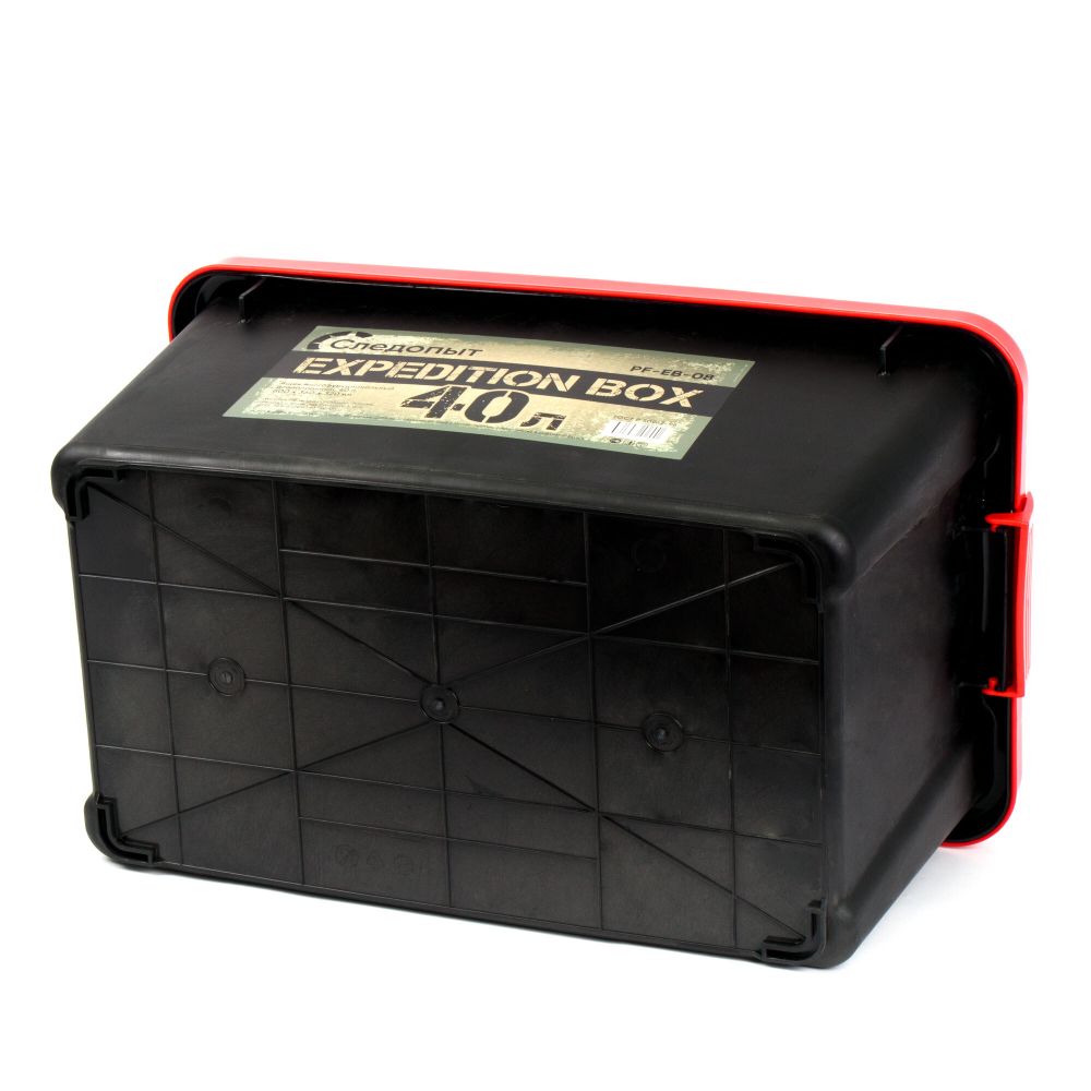 Ящик многофункц. особопрочный СЛЕДОПЫТ Expedition Box, 40 л, 600х360х320 мм, цв. черный/красный/3/
