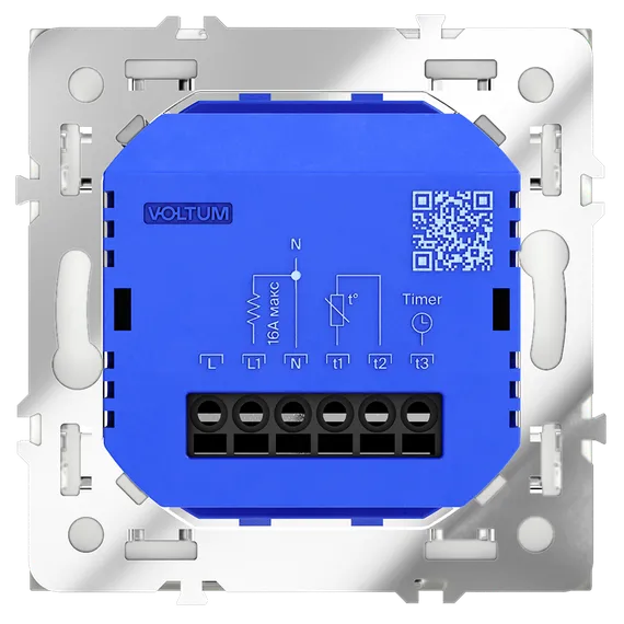 Терморегулятор электронный VOLTUM S70 с индикацией и датчиком, для теплого пола, (белый глянцевый)