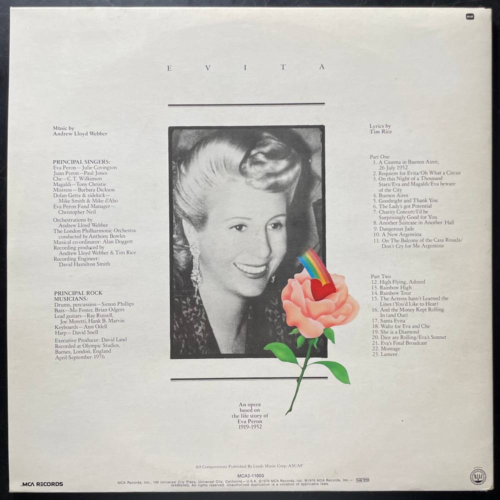 Andrew Lloyd Webber, Tim Rice ‎– Evita 2LP (Скандинавия 1978г.)