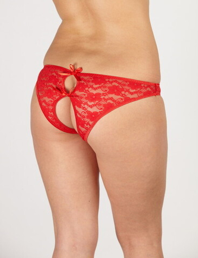 Красные кружевные слипы с разрезом в интимном месте, (46) (Цвет: красный)
