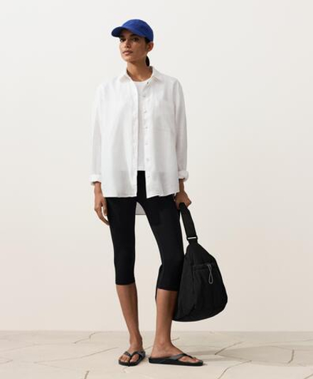 Oysho Рубашка свободного кроя из 100%-го льна, белый