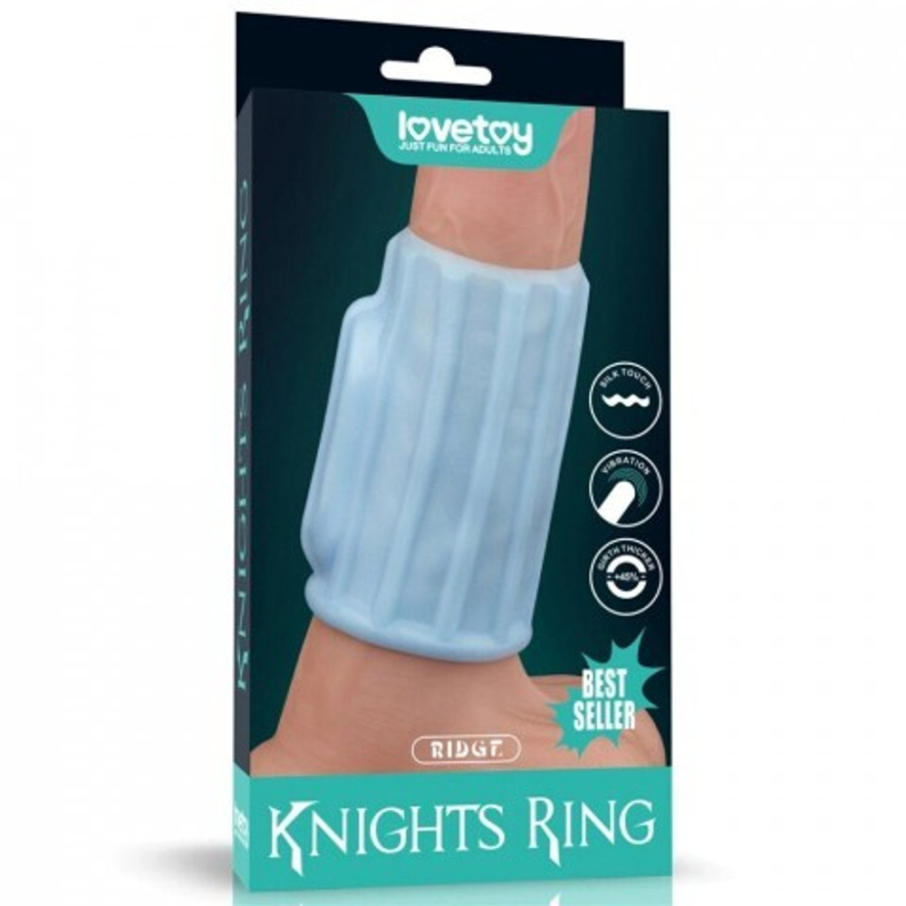 Насадка на пенис с вибрацией Ridge Knights Ring (10*3,7) голубая