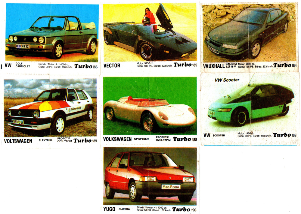 Вкладыши от жвачки Turbo Black - Турбо черные 70 штук без повторов. Серия 121 - 190. Полная серия