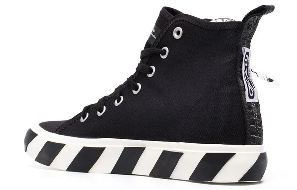 OFF-WHITE Vulcanized mid-top fashion sneakers men's black and white