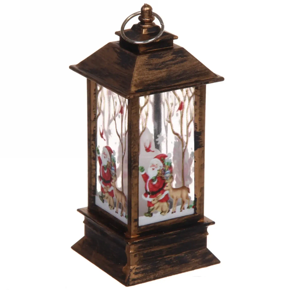 Сувенир с подсветкой «Дед Мороз в лесу» 12*5,5 см, бронза