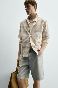 ZARA ДЖИНСОВЫЕ ШОРТЫ RELAXED FIT, ГОЛУБОЙ