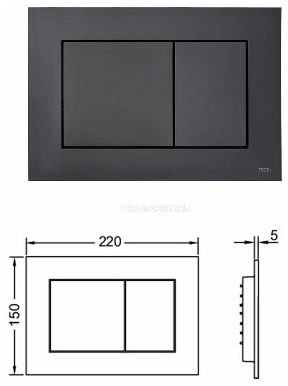 Инсталляция TECE TECEbase для подвесного унитаза с клавишей черный матовый K440407