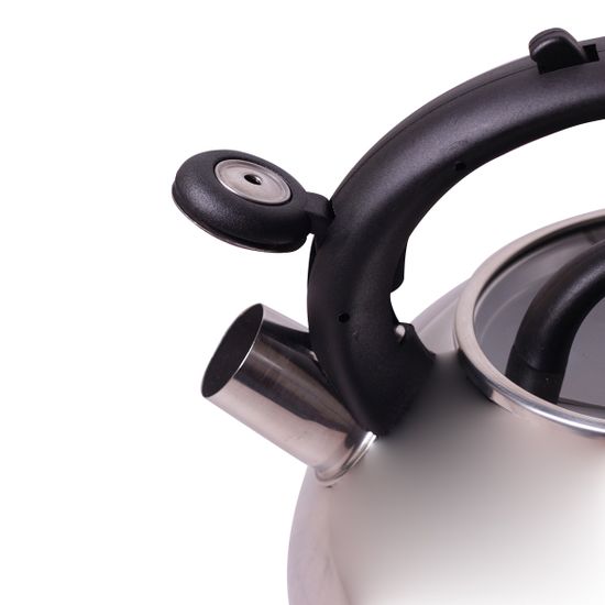 Чайник 3 л. из нержавеющей стали со свистком Kamille KM-0677 и стеклянной крышкой