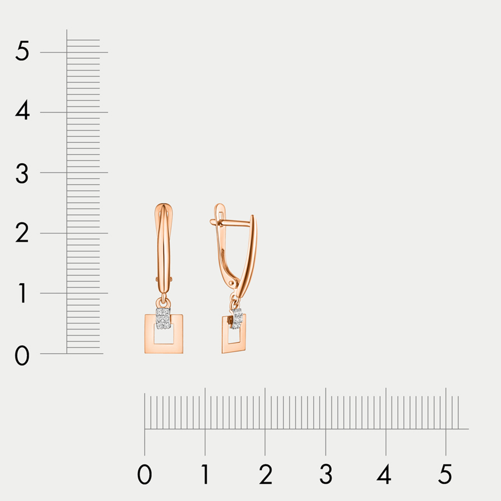 Длинные серьги для женщин из розового золота 585 пробы с фианитами (арт. 501082-1102)