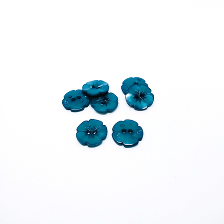 Пуговица №1180 "Цветок", пластик, 11мм, цв.бирюзовый