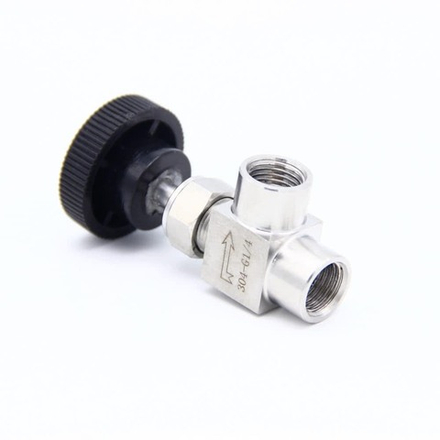 Кран игольчатый 1/4" ВВ угловой Нерж.