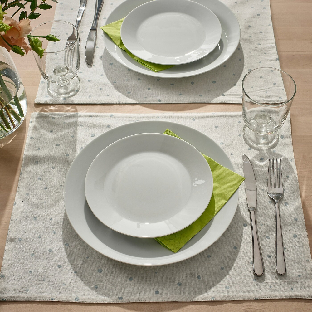 IKEA NISSÖGA  (ИКЕА НИССÖГА)  -  Коврик, белый/светло-голубой, 45x35 см