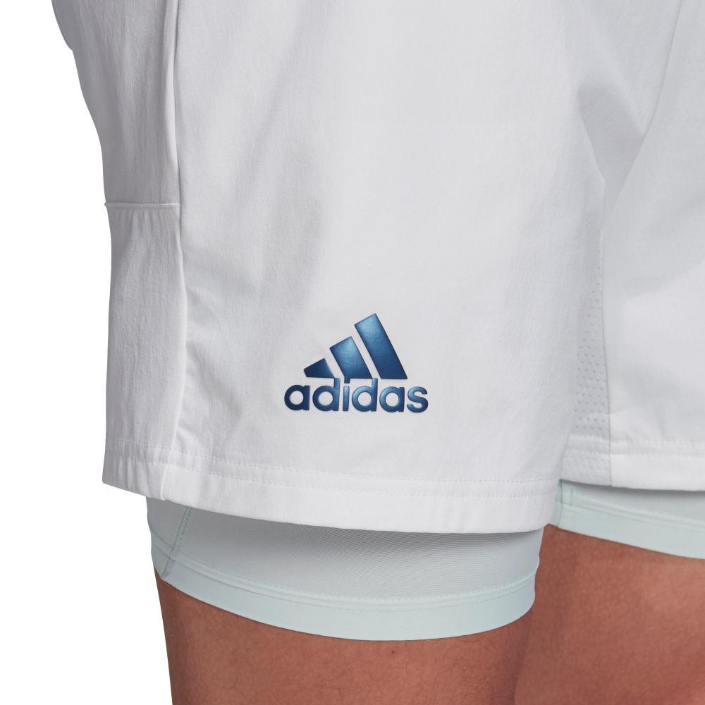 Мужские теннисные шорты Adidas 2in1 Short Heat Ready 7in - white/tech indigo