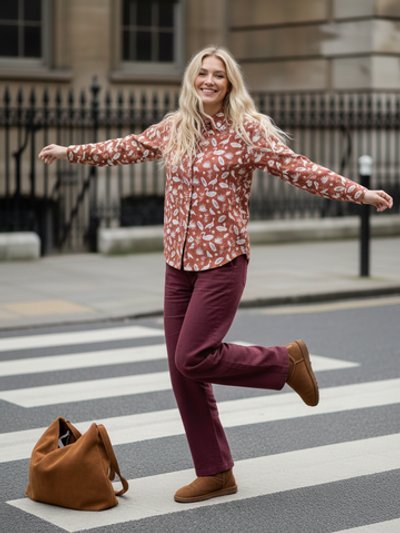 Рубашка Оверсайз изо льна кирпичного цвета