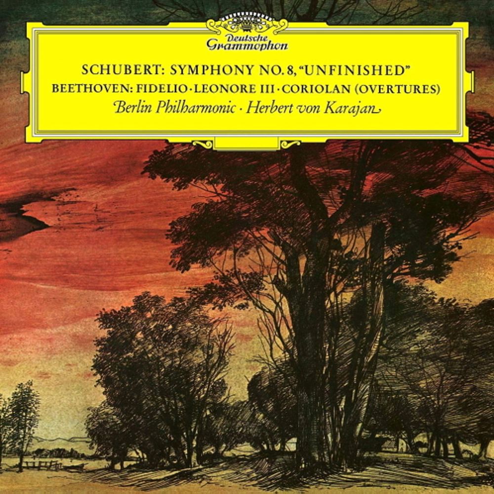 Herbert von Karajan, Berlin Philharmonic / Schubert: Symphony No.8 &quot;Unfinished&quot;, Beethoven: Fidelio - Leonore III - Coriolan (Overtures)(LP)