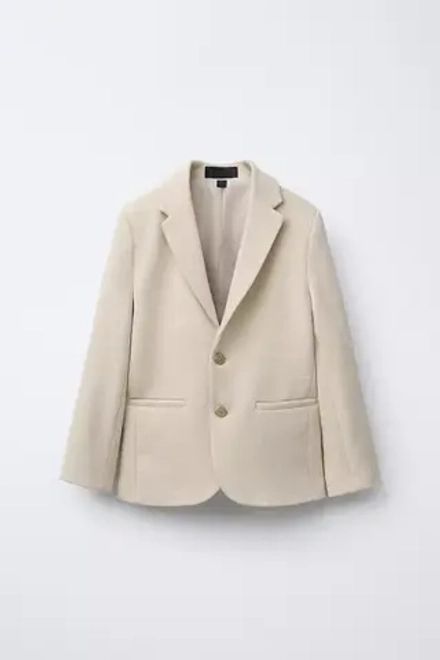 ZARA КОСТЮМНЫЙ БЛЕЙЗЕР КОМФОРТНОЙ ПОСАДКИ, БЕЖЕВЫЙ