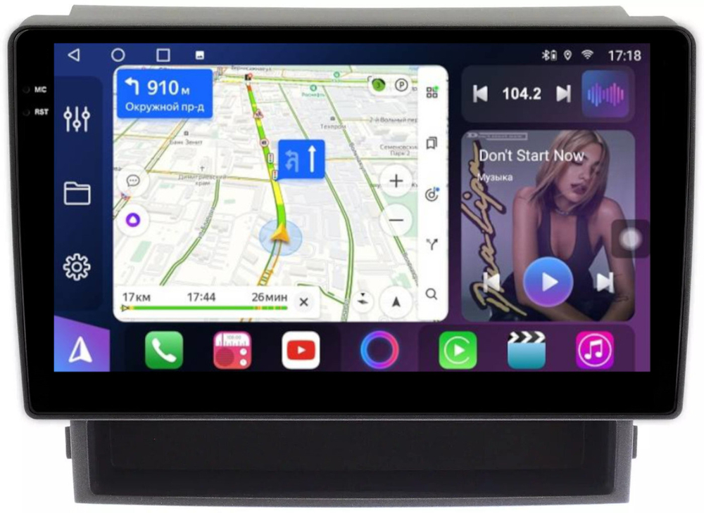 Магнитола для Toyota Alphard 2 H20, Vellfire 1 H20 2008-2015 (полочка под экраном, рамка-накладка) - FarCar 9536-10F2 монитор 10.36" QLED на Android 14, TS18, CarPlay, 4G SIM-слот