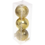 Новогодние шары 8 см (набор 3 шт) «Микс фактур», золотой