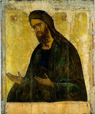 Святой Иоанн Предтеча деревянная икона на левкасе