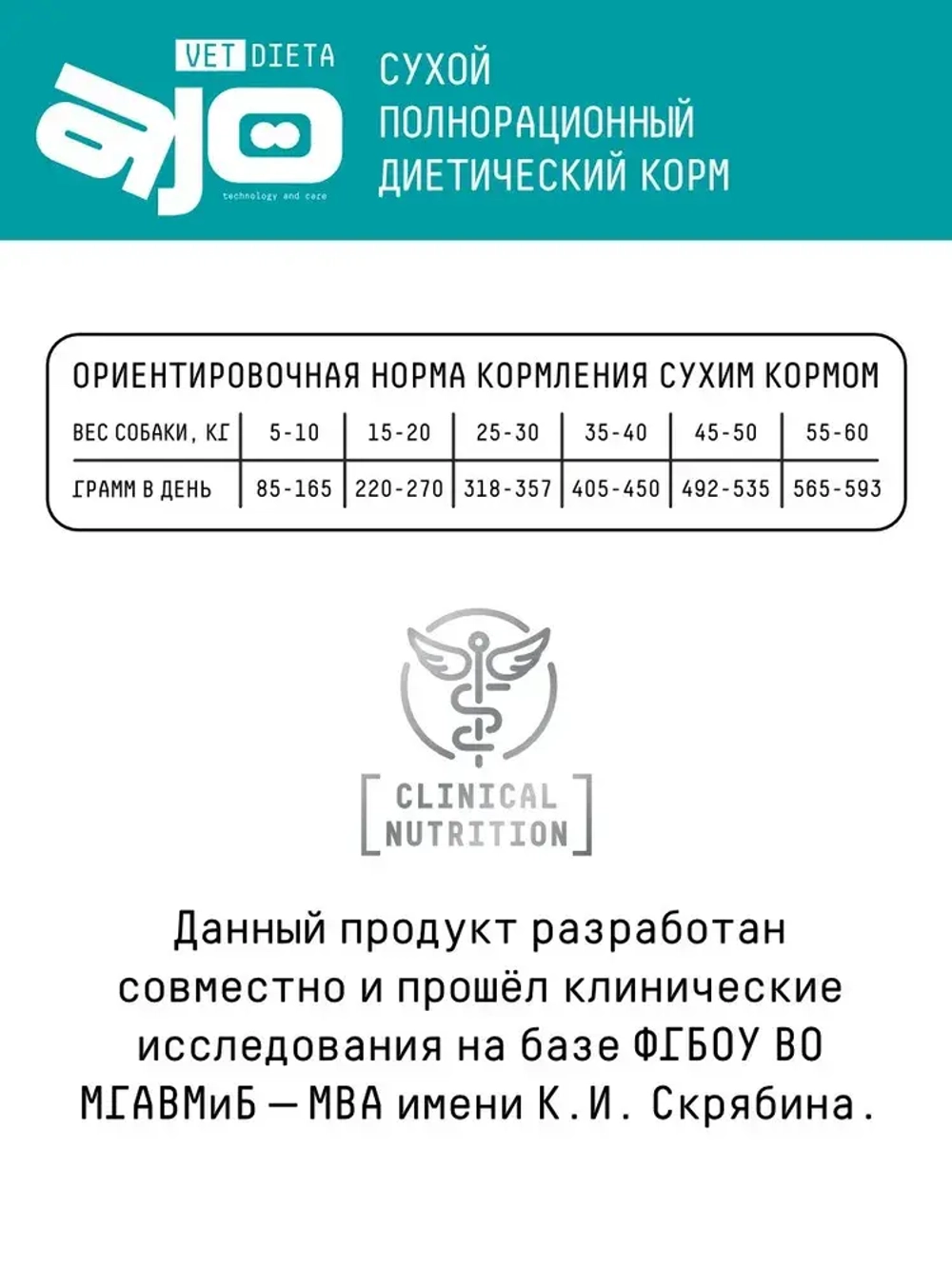 AJO VET DIETA Renal Сухой диетический корм для собак при хронической болезни почек, 800 г