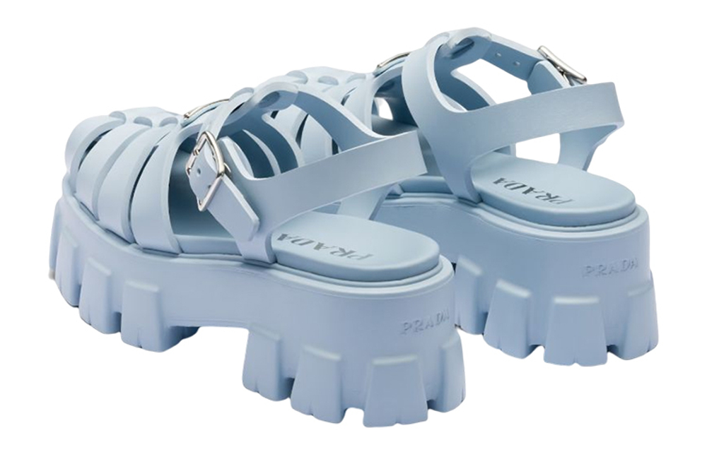 PRADA Monolith Foam Rubber 55mm Sandals Light Blue Women"s