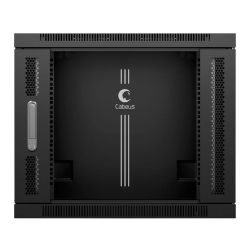 Телекоммуникационный шкаф Cabeus SH-05F-9U60 / 60-BK Шкаф телекоммуникационный настенный 19" 9U 600x600x501mm (ШхГхВ) дверь стекло, цвет черный (RAL 9004)