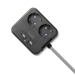 Сетевой фильтр TopON TOP-PWS2 на 2 розетки с 2 USB-A и USB-C, 4000W, 1.5 м Черный.