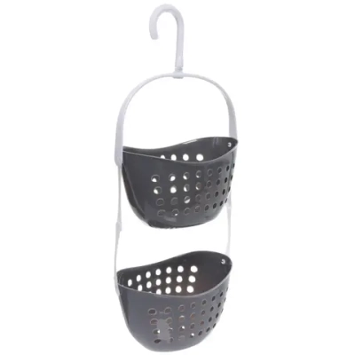 Корзина - органайзер для хранения подвесная «ЛЕНАРО», цвет серый, две секции, 23*16*57см