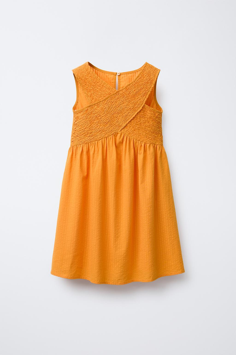 ZARA ПЛАТЬЕ ИЗ РЕЛЬЕФНОЙ ТКАНИ С ЭЛАСТИЧНЫМИ ДЕТАЛЯМИ, МАНДАРИНОВЫЙ