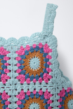 ZARA ПЛАТЬЕ ИЗ КРУЖЕВА КРОШЕ, РАЗНОЦВЕТНЫЙ