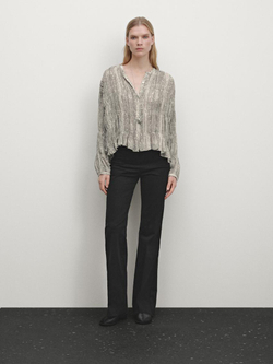 Massimo Dutti Рубашка со змеиным принтом и эластичной отделкой, серый