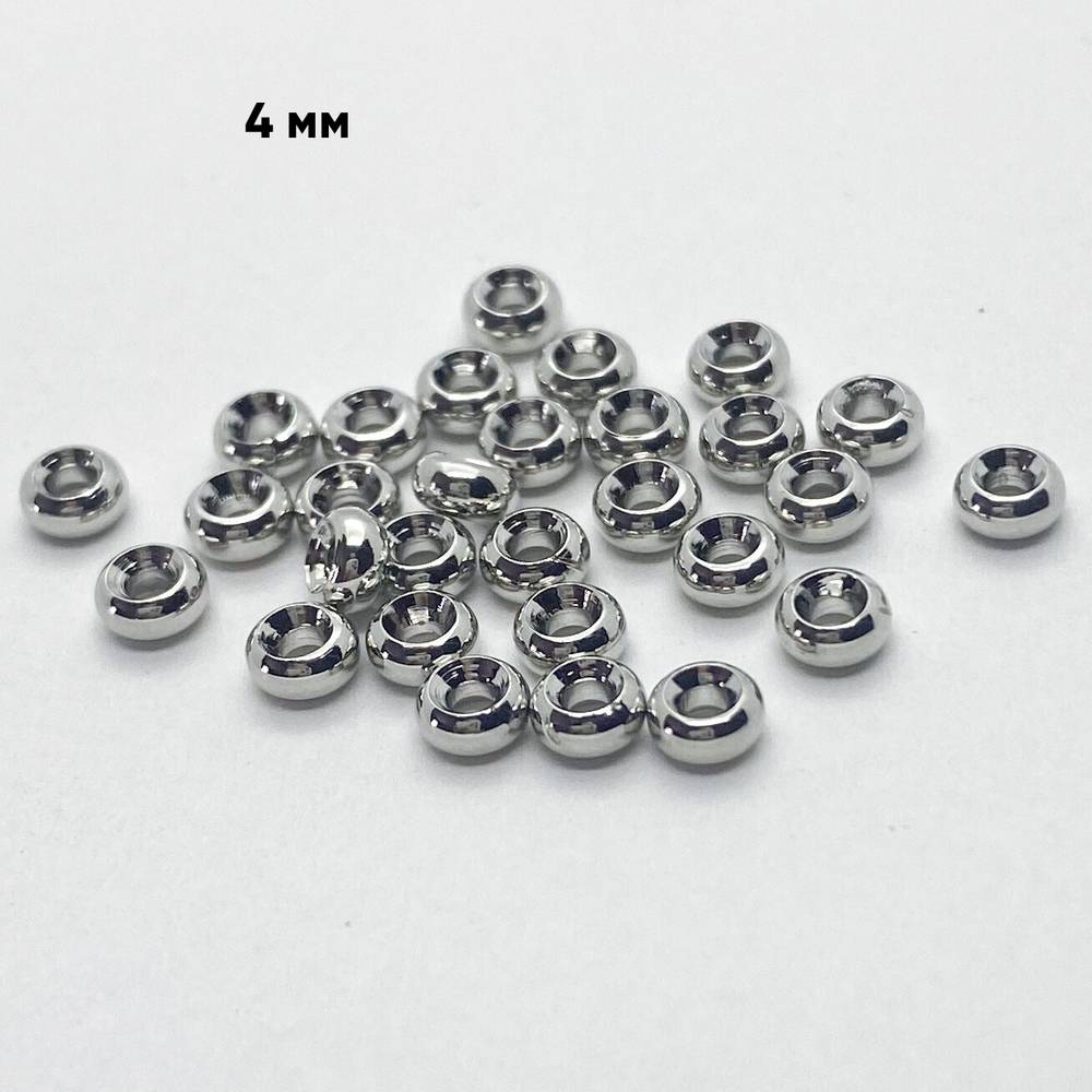 Бусина, цвет серебро, размер 4*2 мм, цена за 10 шт