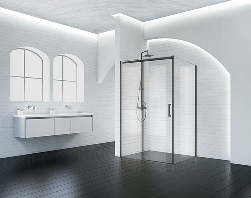 Душевой уголок BelBagno Acqua 140х90 ACQUA-AH-1-140/90-C-NERO профиль Черный стекло прозрачное