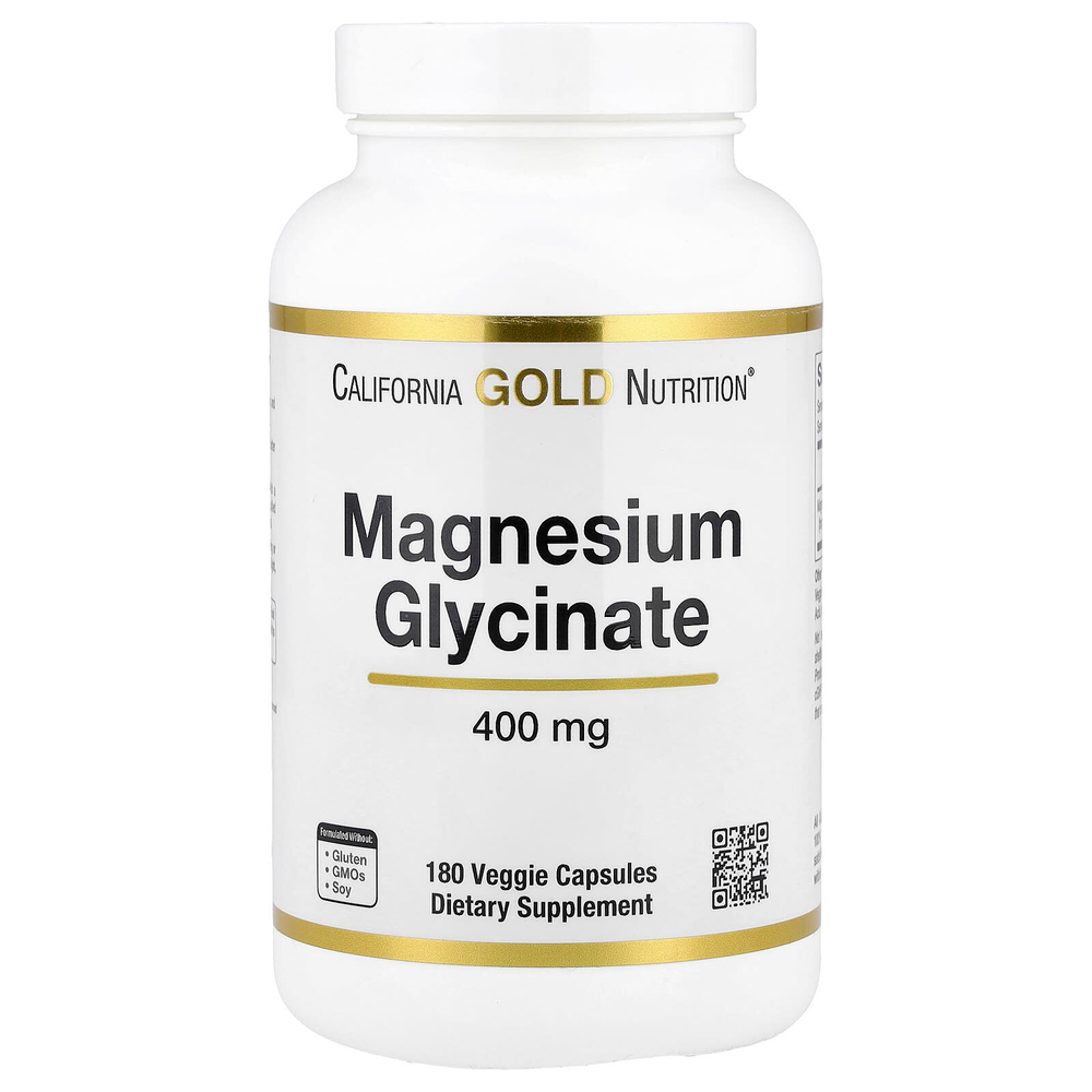 California Gold Nutrition, глицинат магния, 180 растительных капсул (133 мг в 1 капсуле)