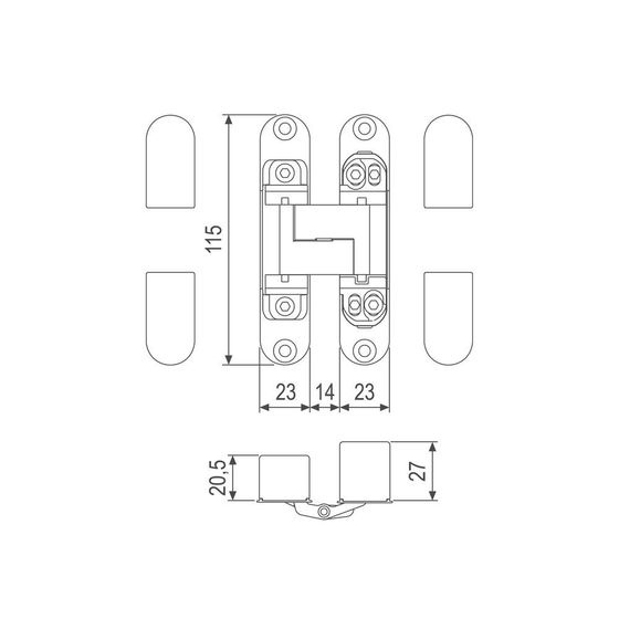 Петля дверная скрытая AGB Eclipse 3.0 с накладками