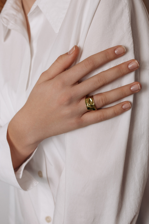 Кольцо "Мятое" в золочении