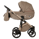 Детская универсальная коляска Adamex PRO Natura - CN-4-Cappuccino (Бежевая экокожа)