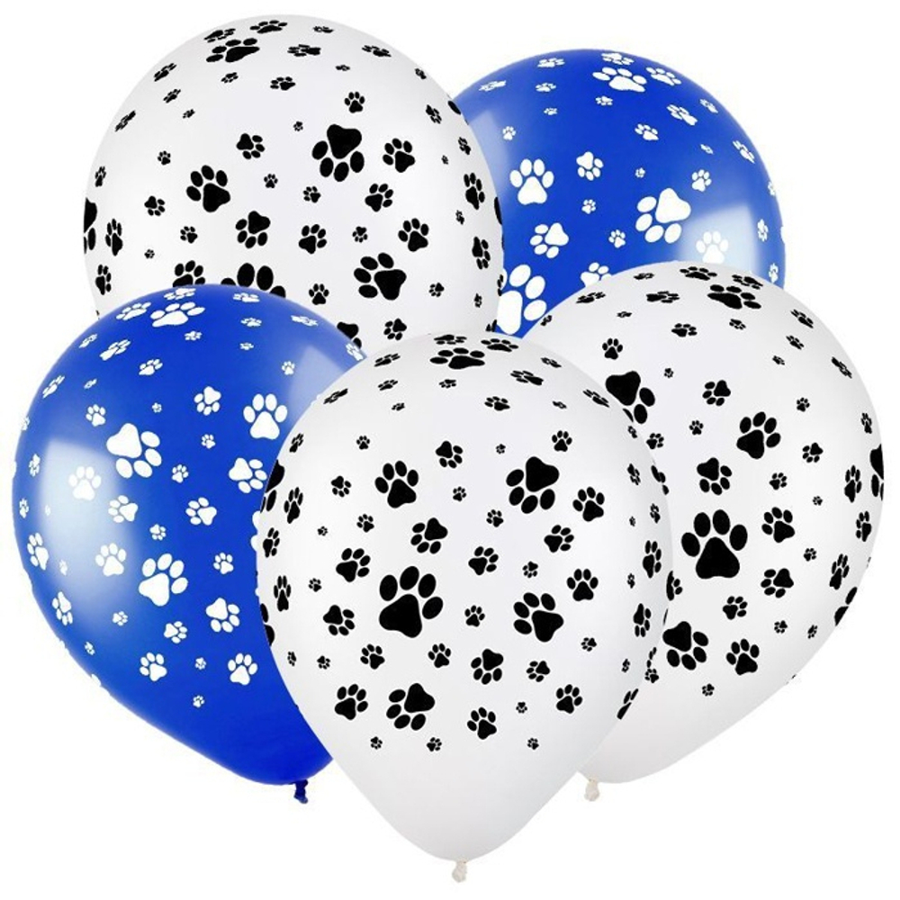 Воздушные шары Веселуха с рисунком Лапки щенка, 100 шт. размер 12" #8122082