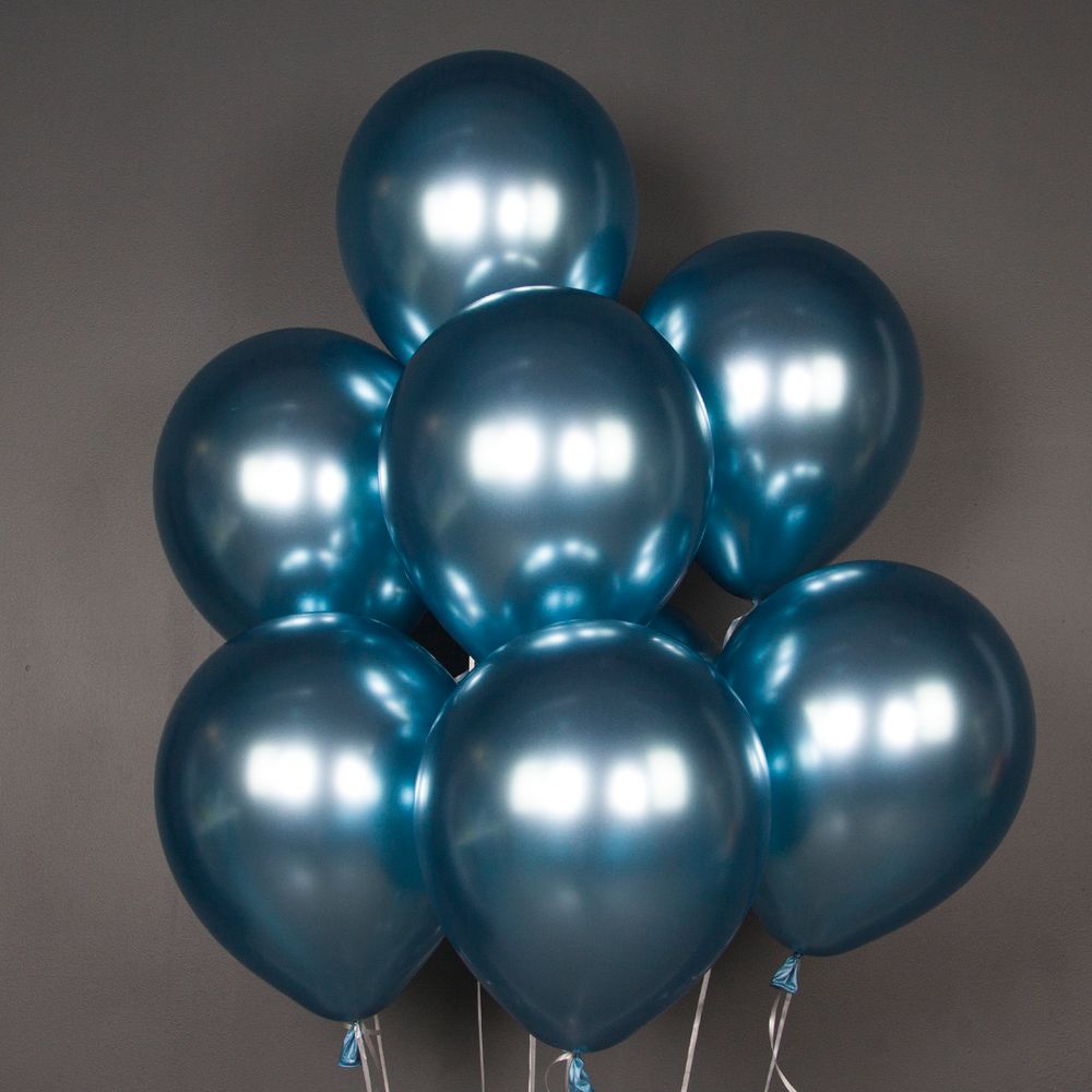 Шар (12''/30 см) Голубой, хром, 50 шт.