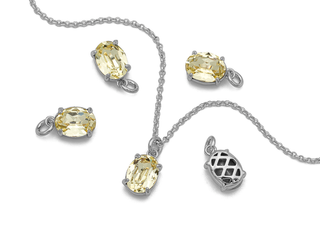 Подвеска Овальная с желтым кристаллом, 10мм