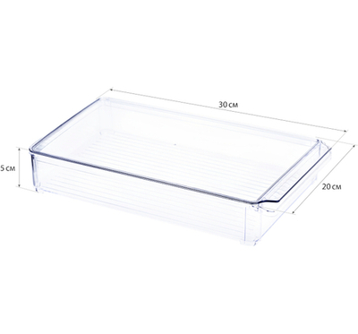 Органайзер для холодильника 20х30х5см с крышкой Прозрачный