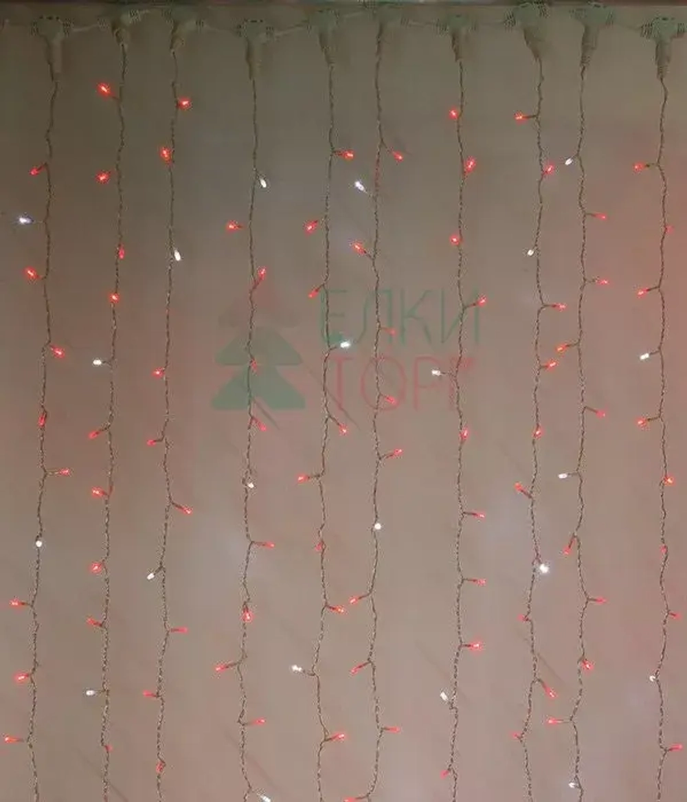 Светодиодный занавес с белым бликующим диодом 2*3 м, 220V., 600 красных LED ламп, прозрачный ПВХ, Beauty Led (PCL600BLW-10-2R)