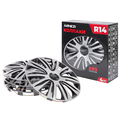 Колпаки R14 Galaxy 4шт (серебристо-черные) ABS-пластик ARNEZI A0702024